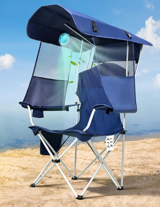 Chaise de plage à baldaquin avec ventilateur