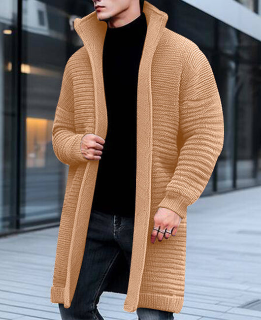 Lange Ribgebreide Cardigan